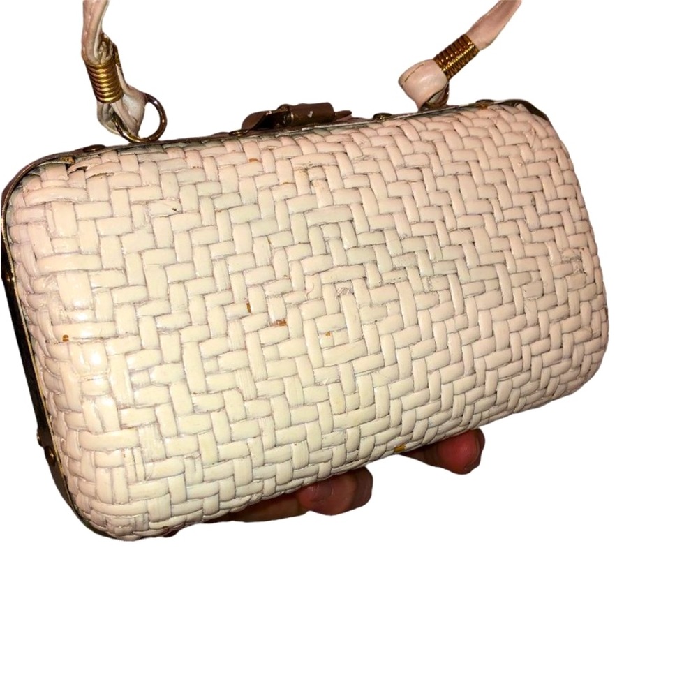 Leccha Italian Vintage white laquered woven basket cross body bag Coache…